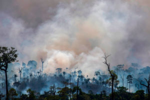 上周，巴西帕拉州阿尔塔米拉的大火中冒出浓烟。